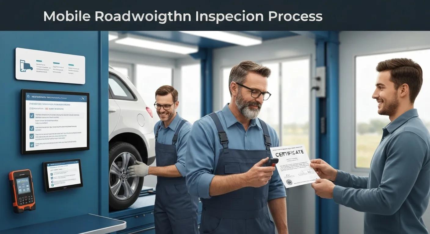 Visual representation of mobile roadworthy inspection process steps