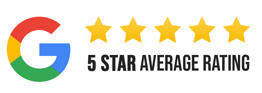 Google logo with five yellow stars representing a 5-star average rating for Roadworthy Gold Coast's mobile roadworthy inspection services.
