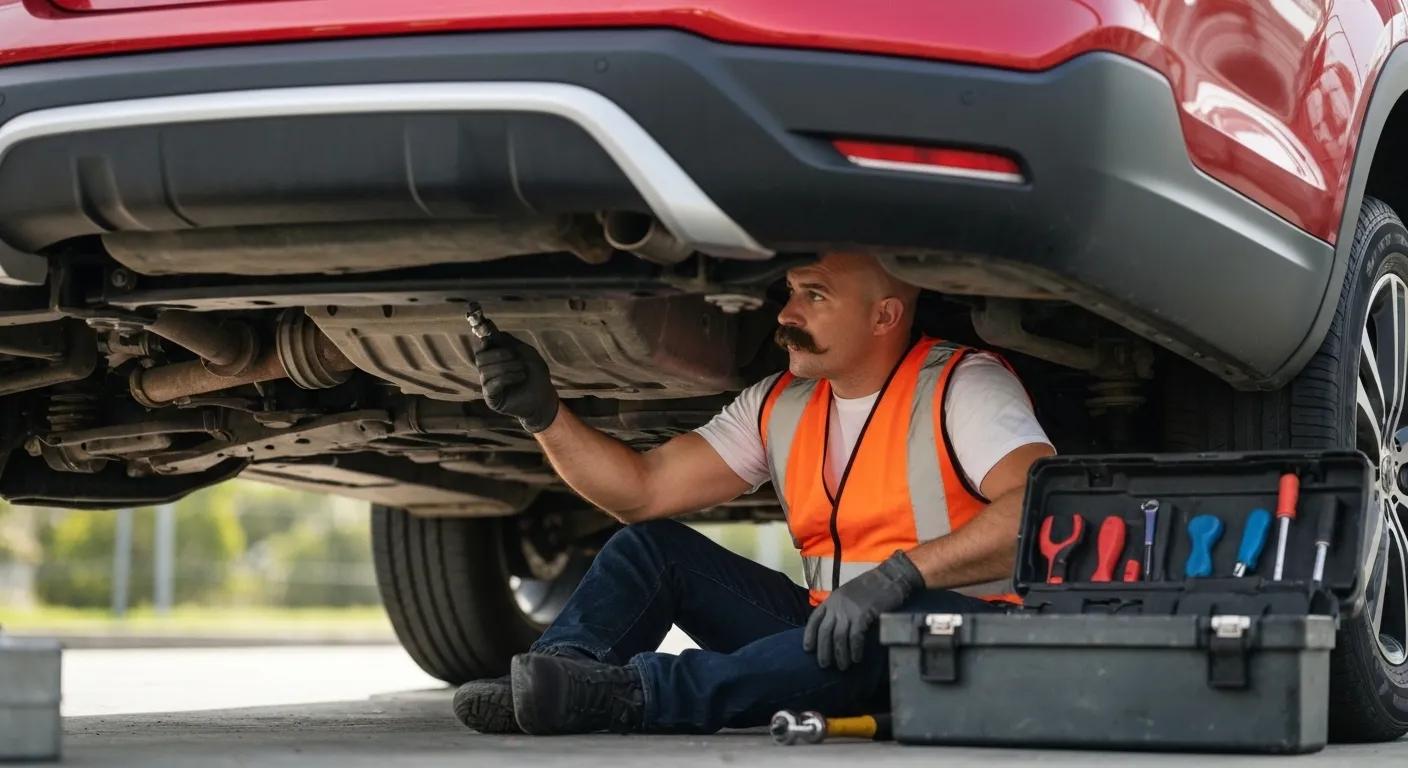 Certified inspector conducting a mobile roadworthy inspection for a vehicle in Burleigh Heads