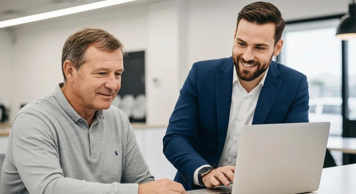 Customer service representative assisting a client with booking a mobile roadworthy certificate appointment